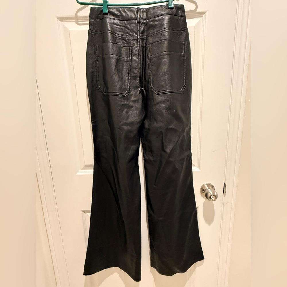 NWT Anthropologie The Rylan Faux Leather Relaxed High-Rise Flare Pants by Pilcro - Picture 9 of 12